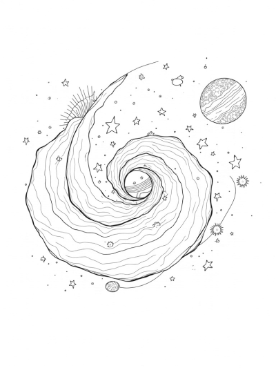 Galactic Seashell with Cosmic Wonders