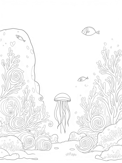 Underwater Garden with Jellyfish and Seashells