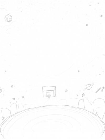 Cosmic Sports Arena with Floating Basketballs
