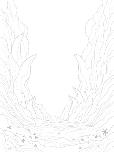 Underwater Canyon with Shark Fins and Coral Reef