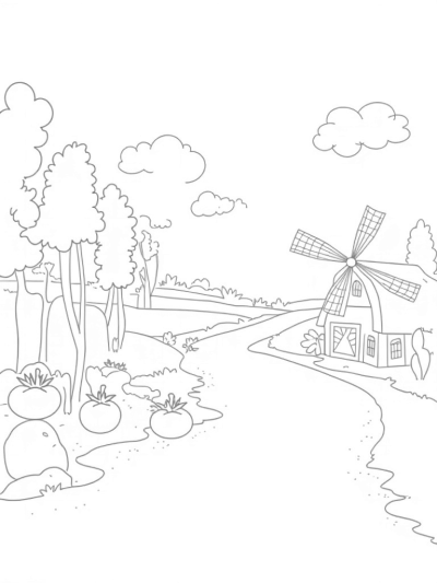 Giant Vegetables and a Whimsical Farm Landscape