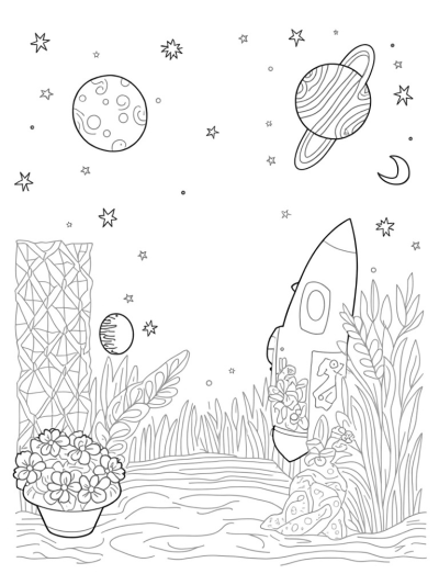 Cosmic Garden with Fruit Planets and a Fern Galaxy