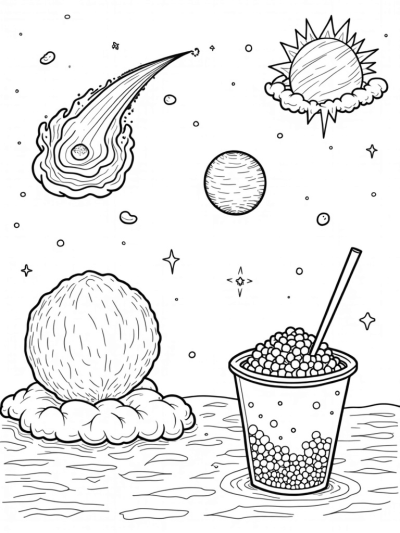 Boba Galaxy with Tapioca Planets and Cotton Candy Clouds