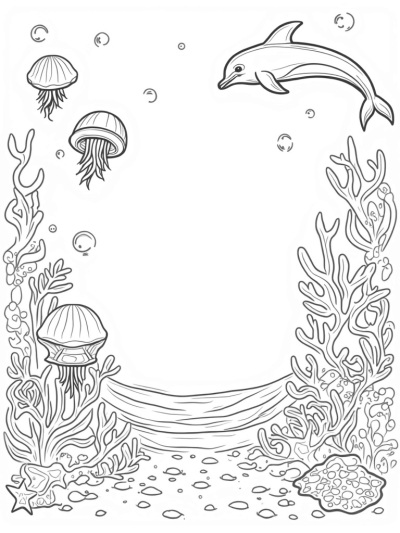 Underwater Garden with Dolphins and Jellyfish