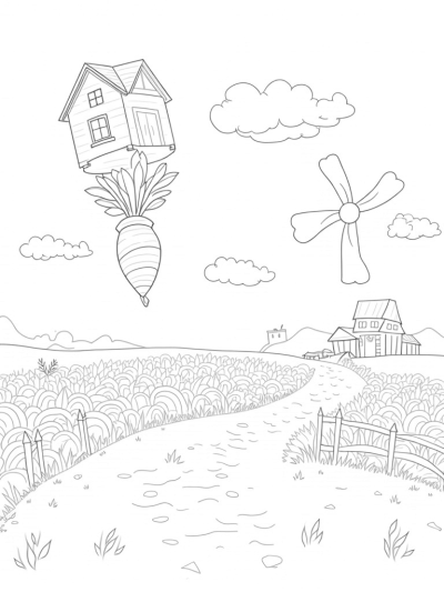 Upside-Down Barn and Giant Vegetables