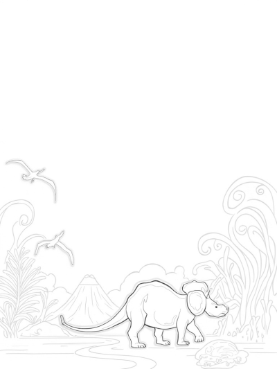 Triceratops in a Lush Prehistoric Jungle