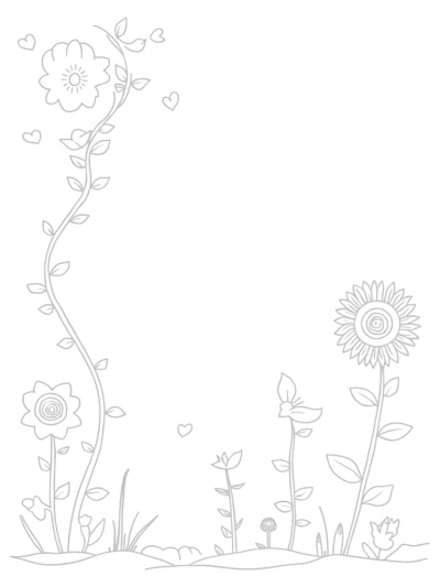 Dreamlike Garden with Oversized Flowers and Butterflies