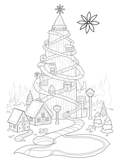 Holiday Village in a Peppermint Tree