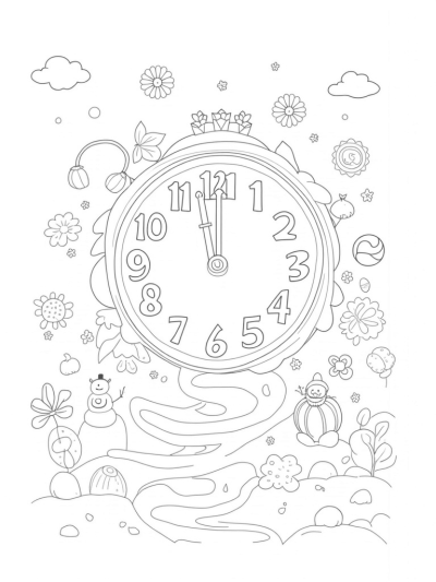 Seasonal Clock with Spring, Summer, Autumn, and Winter Faces
