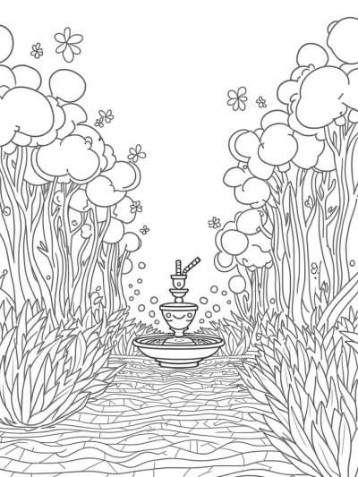 Boba Tea Garden with Tapioca Trees and Giant Straws