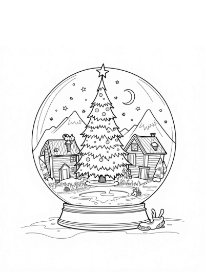 Holiday Village in a Snow Globe