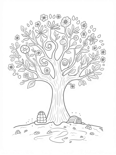 Seasons Tree with Spring, Summer, Autumn, and Winter