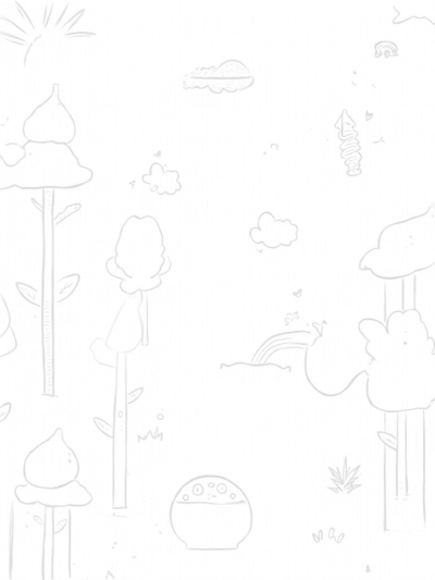 Boba Tea Garden with Floating Cups and a Teapot Waterfall