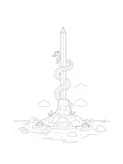 Majestic Dragon Coiled Around a Crystal Spire