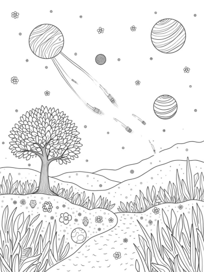 Celestial Garden with Blooming Planets