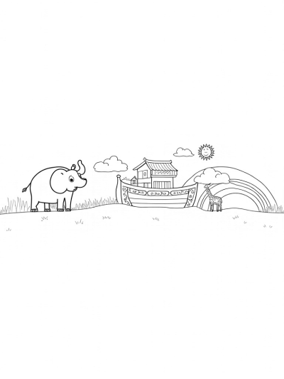 The Rainbow Ark with Playful Animals