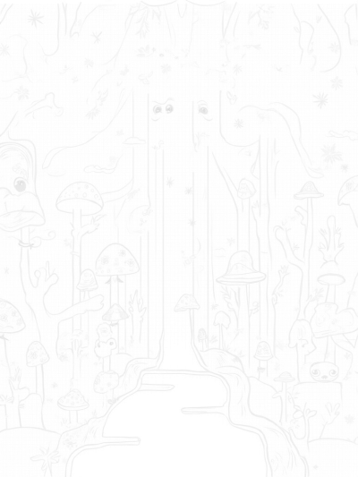 Whimsical Forest with Towering Mushrooms and Peculiar Creatures