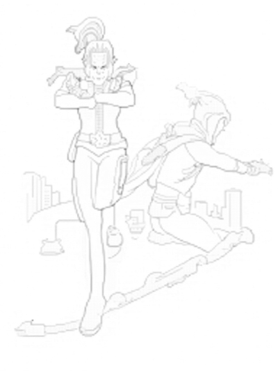 Black Widow and Hawkeye in Action