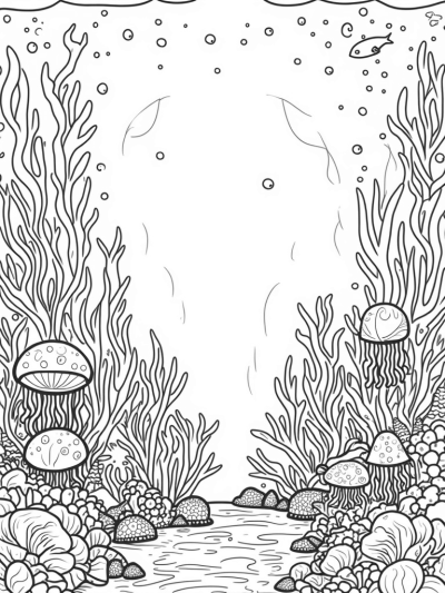 Underwater Garden with Jellyfish and Coral