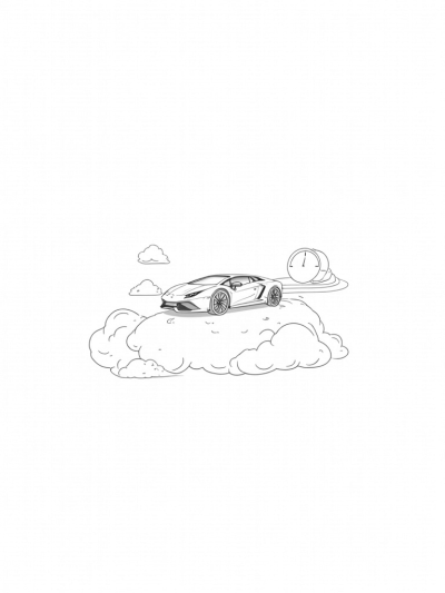 Sleek Lamborghini on a Cloud Island