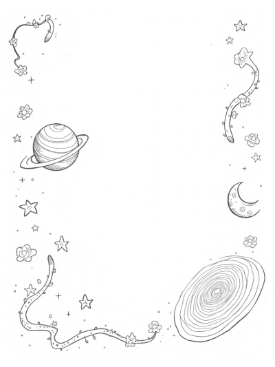 Celestial Garden with Blooming Planets and Twinkling Stars