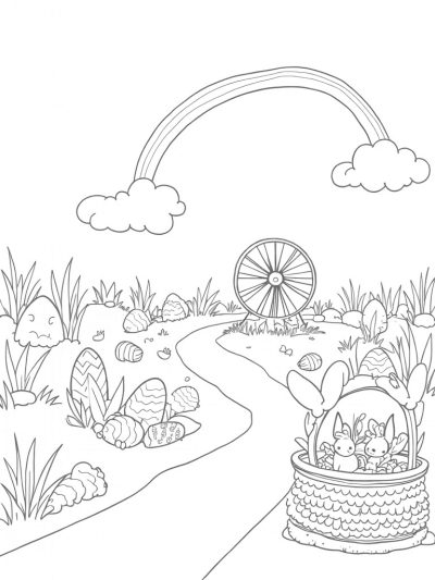 Colorful Eggs and Giant Carrots in a Magical Garden