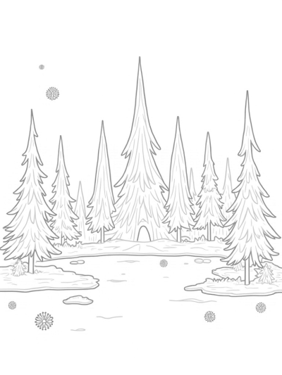 Crystal Trees and an Ice Castle in a Frozen Forest