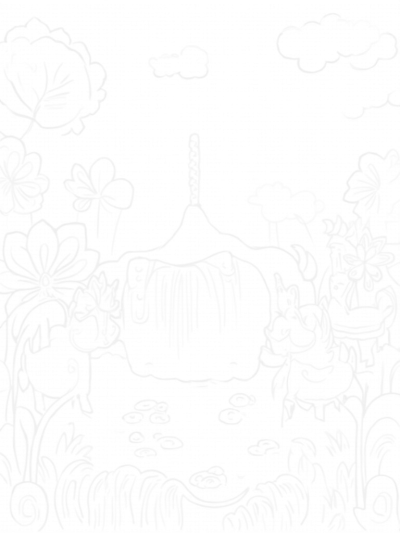 Swirling Meadow with Carousel and Rainbow Waterfall