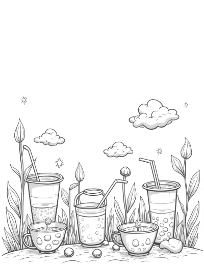 Boba Tea Garden with Playful Panda Cloud