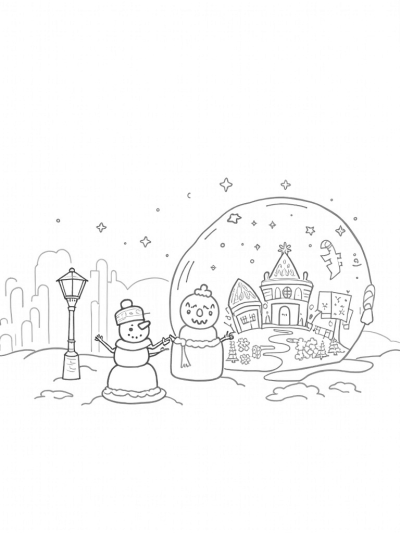 Holiday Village in a Snow Globe