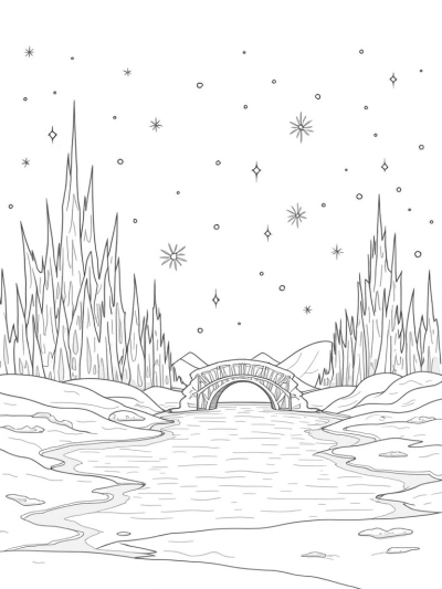 Magical Ice Castle with Mythical Creatures