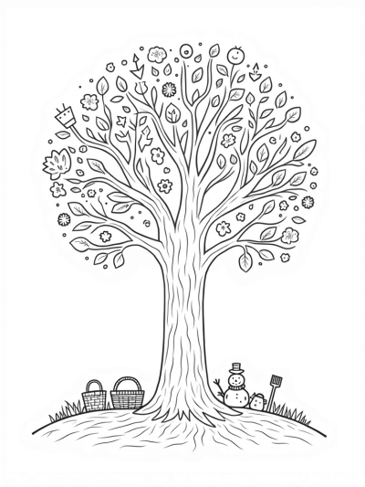Four Seasons Tree with Seasonal Items