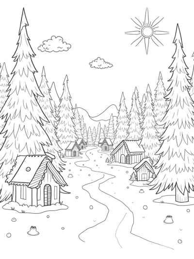 Candy Cane Forest with Gingerbread Houses