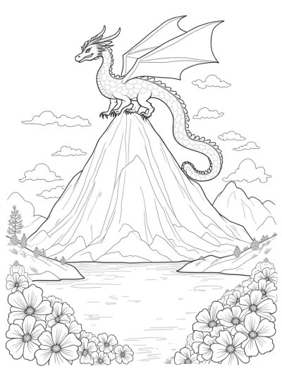 Majestic Cloud Dragon Over Mountain Lake