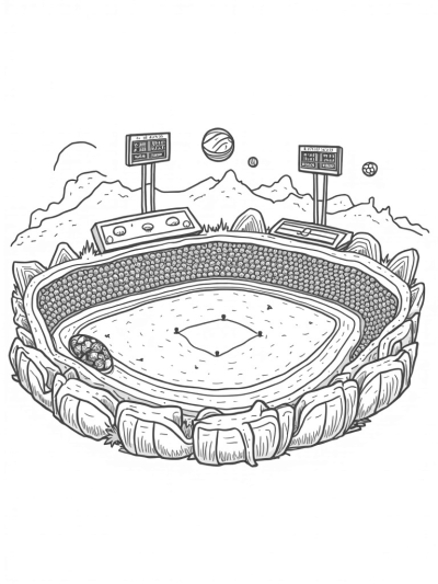 Baseball Glove Sports Arena with Fun Goalposts and Scoreboard