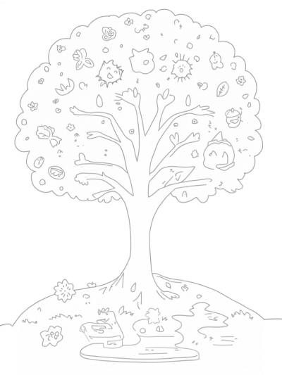 Four Seasons Tree with Seasonal Elements