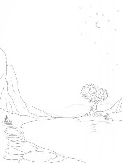 Serene Lake Surrounded by Majestic Mountains