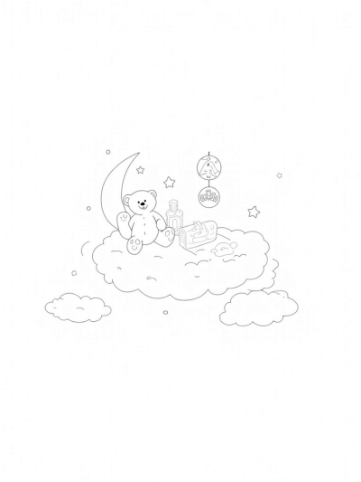 Floating Nursery with Giant Teddy Bear and Colorful Mobile