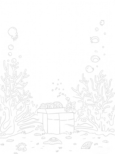 Underwater Garden with Giant Octopus and Treasure Chest