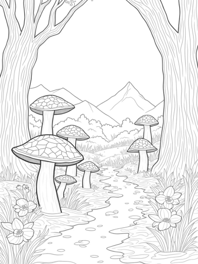 Enchanted Forest Floor with Stained Glass Mushrooms