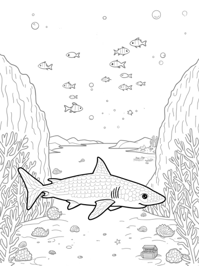 Underwater Symphony with a Shark and Musical Coral