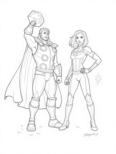 Thor and Captain Marvel in Epic Battle