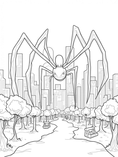 Cityscape Webs and Giant Spider