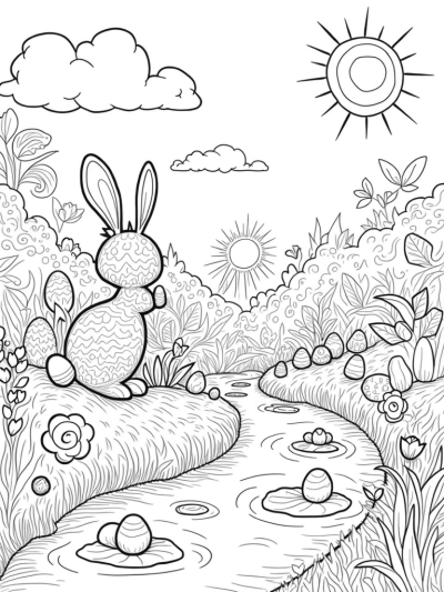 Easter Egg Garden with Bunny Topiary