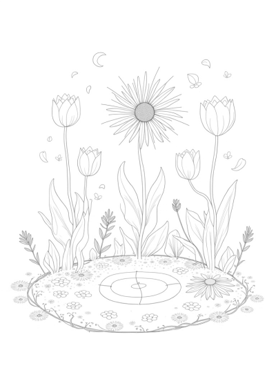 Oversized Blossoms in a Whimsical Garden