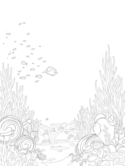 Underwater Garden with Corals and Fish