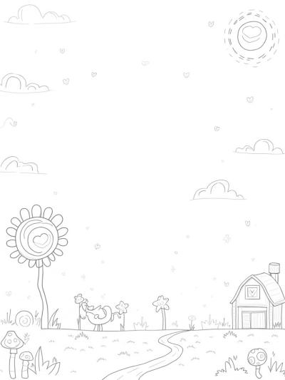 Oversized Ponies Grazing in a Colorful Meadow