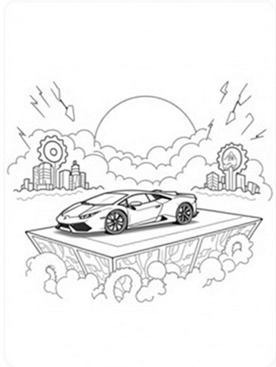 Futuristic Lamborghini on a Floating Glass Platform