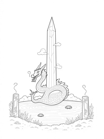 Majestic Dragon Coiled Around a Crystal Spire
