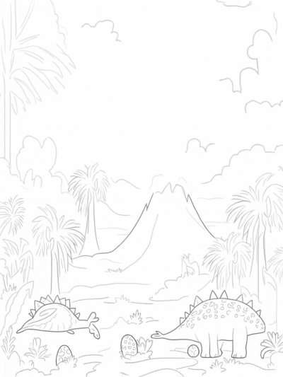 Stegosaurus in a Prehistoric Jungle